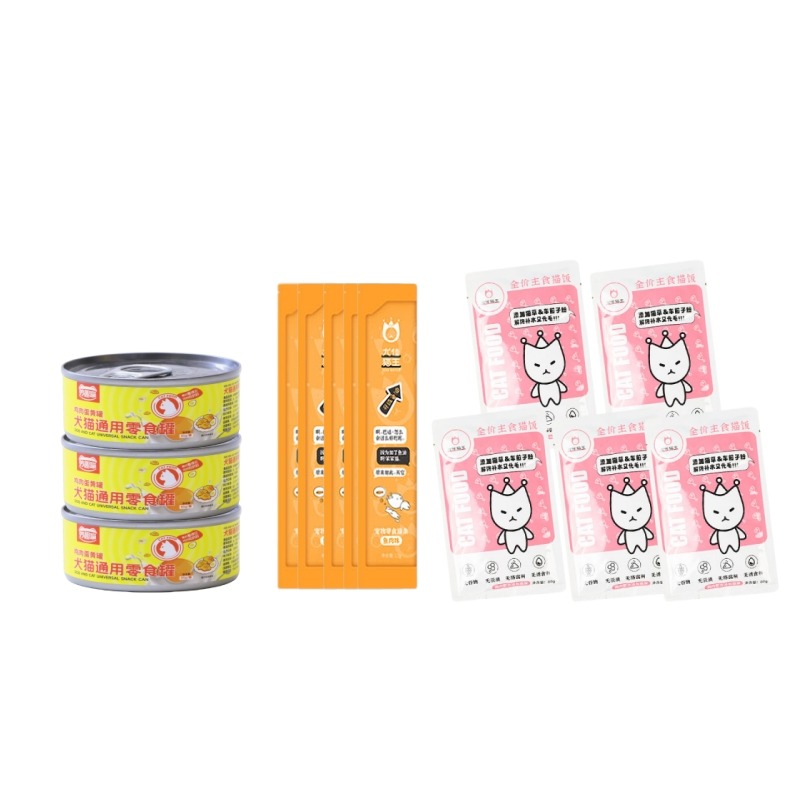 9065623.【鳕鱼猫饭80g*5+鱼油猫条12g*5+鸡肉蛋黄汤罐85g*3】尤佳猫王成猫幼猫主食零食湿粮组合
