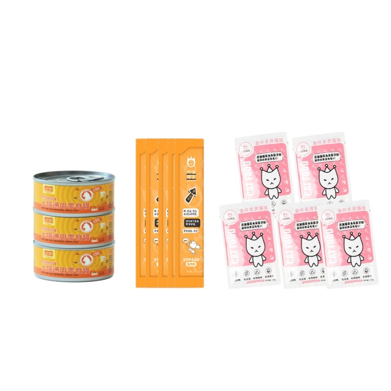 10397407.【鸡肉猫饭80g*5+鱼油猫条12g*5+鸭肉南瓜汤罐85g*3】尤佳猫王成猫幼猫主食零食湿粮组合