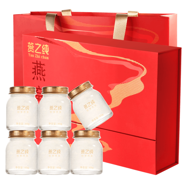 10851390.【加量不加价】燕之纯40%即食燕窝6瓶礼盒装低糖营养滋补（每瓶干燕窝≥1.3g！纯燕窝不添加琼脂）