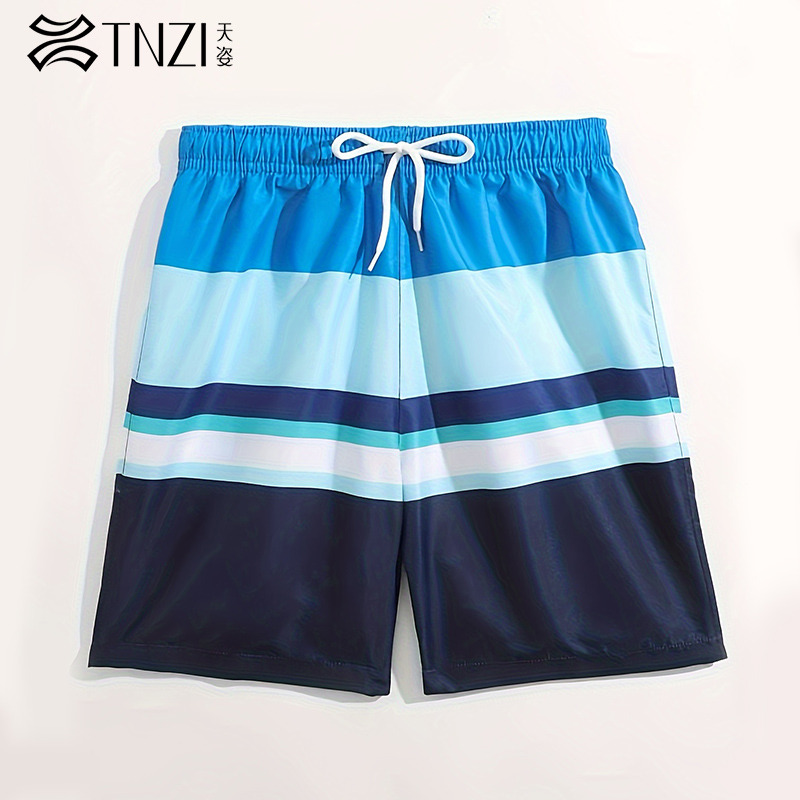13691084.TNZI天姿男童中大童可下水速干宽松泳裤海边休闲防尴尬平角游泳裤