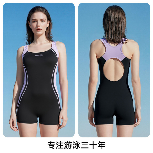 13698071.TNZI天姿专业连体泳衣女竞速训练收腰显瘦高弹莱卡抗氯平角游泳衣