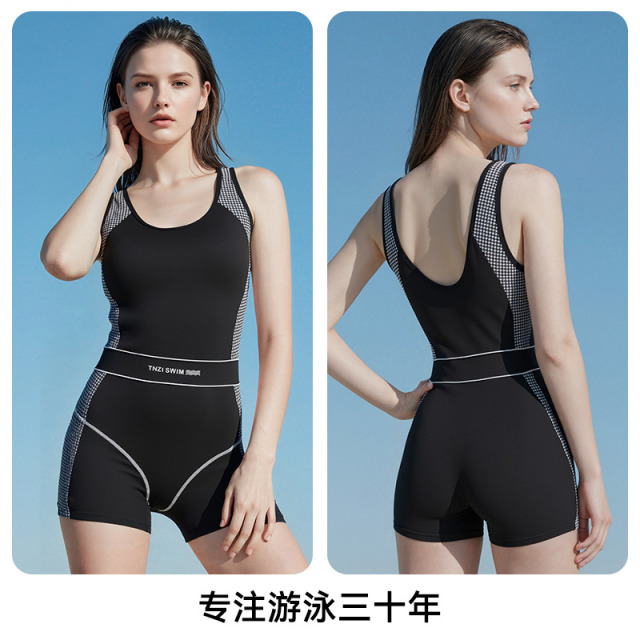 13699861.TNZI天姿女士连体泳衣专业竞速收腹显瘦高弹莱卡抗氯新款平角泳衣女