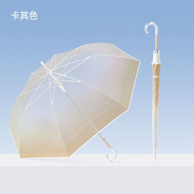 12230302.【自动糖果渐变透明直杆伞】8骨渐变彩色透明直杆伞网红小清新不会生锈的伞