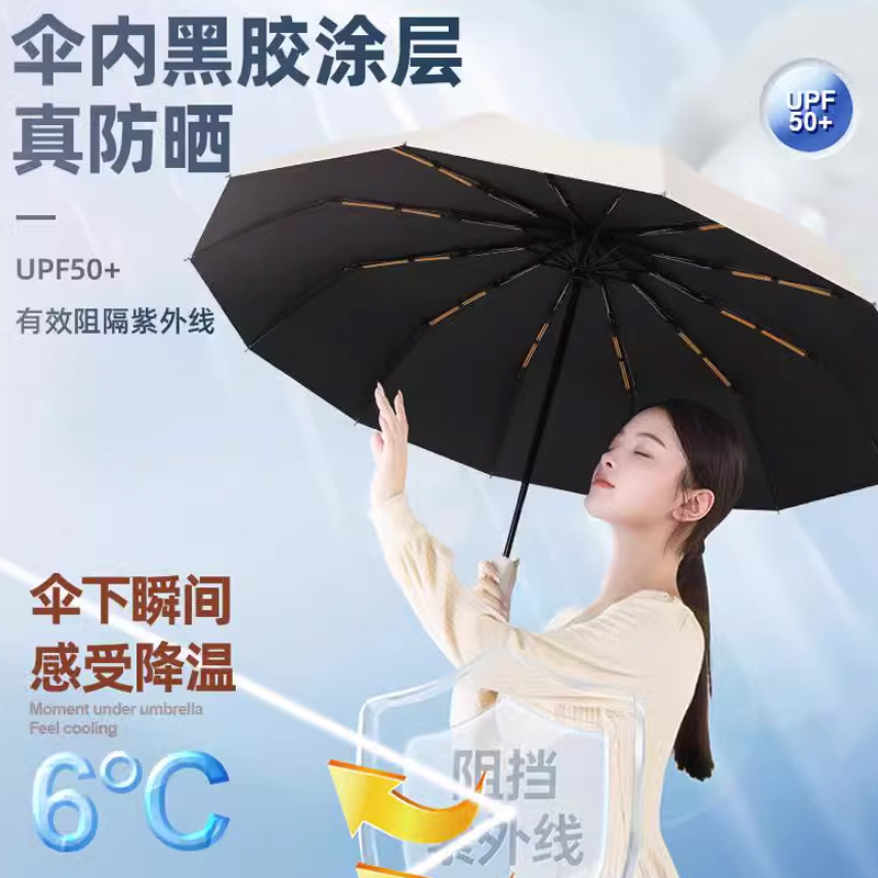 12230305.【超强抗风24根骨架 防晒不漏雨】自动全自动雨伞男女晴雨两用太阳伞防晒防紫外线遮阳伞男女大号加固