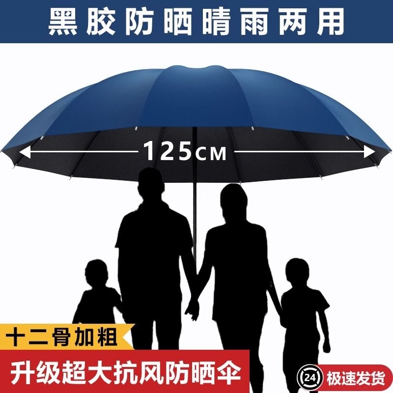 12230279.【抗风暴伞来啦!24骨自动/12骨手动超大伞 】雨伞男女晴雨两用太阳伞防晒防紫外线遮阳伞男女大号加固