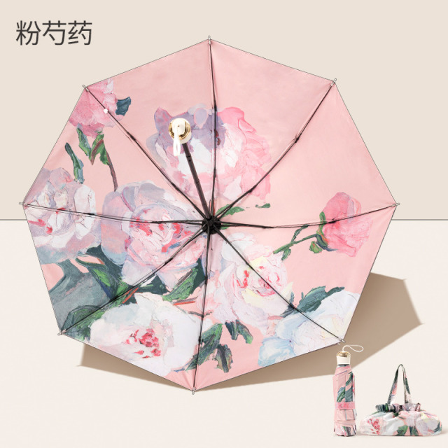 13465944.秒杀【UPF50+ 隔绝99%的紫外线硬核防晒 双层双面双花高颜值遮阳伞 】三折五折两用太阳伞防晒防紫外线遮阳伞可选