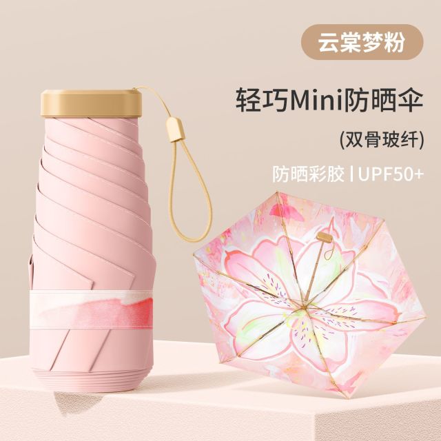 13678437.【硬核防晒 0透光 迷你超轻便携 彩胶印花防晒伞】五折防晒遮阳晴雨两用伞彩胶加厚高颜值太阳伞四季通用