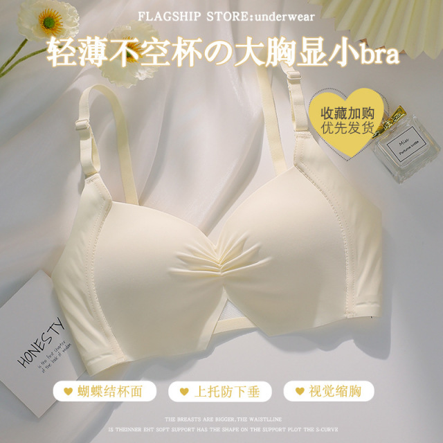10906450.超薄透气文胸小胸聚拢大胸显小收副乳无钢圈无痕内衣