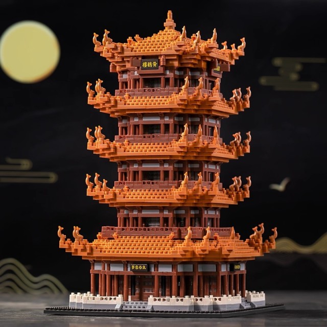 13397175.建筑模型黄鹤楼微砖小颗粒拼插装积木摆件益智玩具4032颗粒