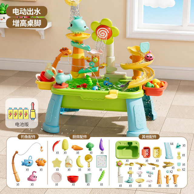 13452381.新款儿童多功能洗碗机钓鱼旋转滑梯宝宝戏水夏天玩水玩具水上乐园厨房过家家女孩