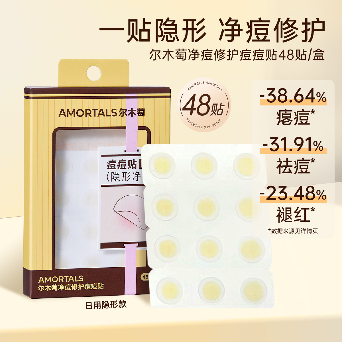 13624710.尔木萄净痘修护痘痘贴吸脓修复痘印隐形化妆积雪草水杨酸祛痘