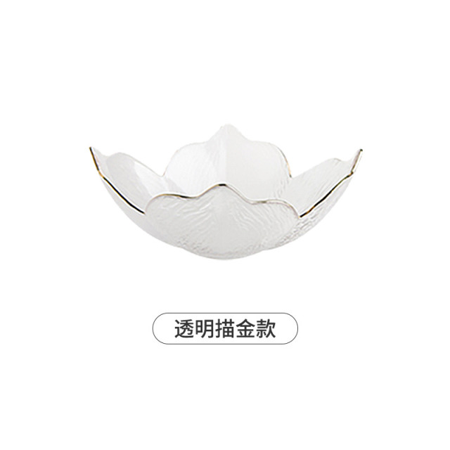 12229685.秋田町新款 家用创意百合花瓣金边不规则玻璃碗蔬菜沙拉碗甜品碗水果碗