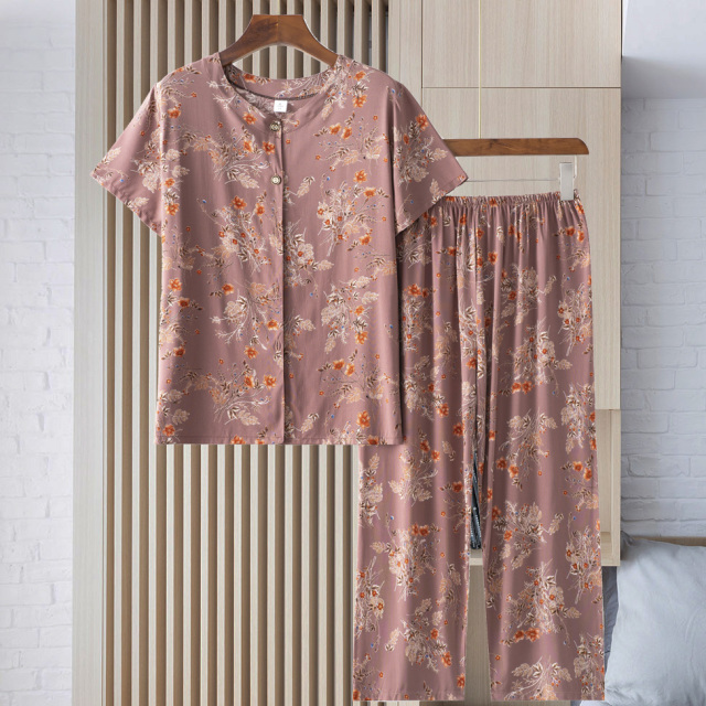 10467741.线缃缘妈妈装套装老年人妈妈装两件套老人衣服中老年女奶奶夏装短袖