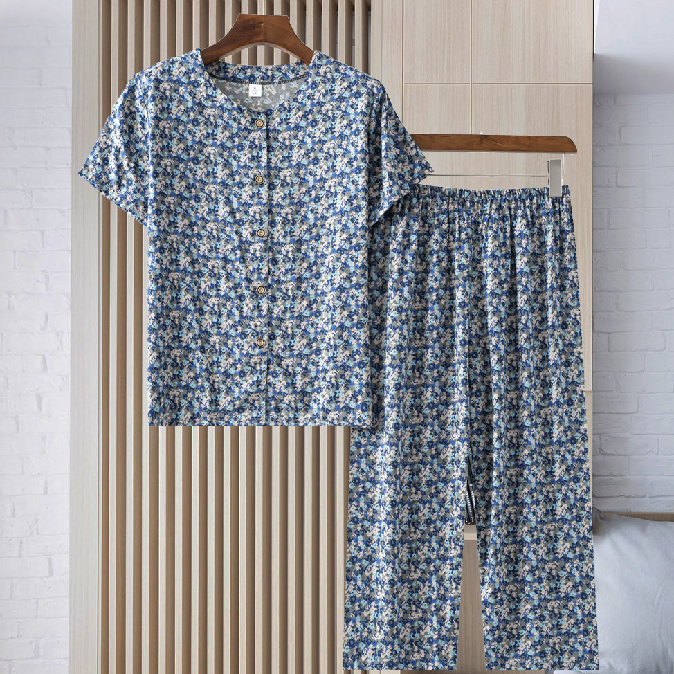 10467553.线缃缘妈妈装两件套老人衣服老太太上衣中老年女奶奶夏装短袖套装老年人