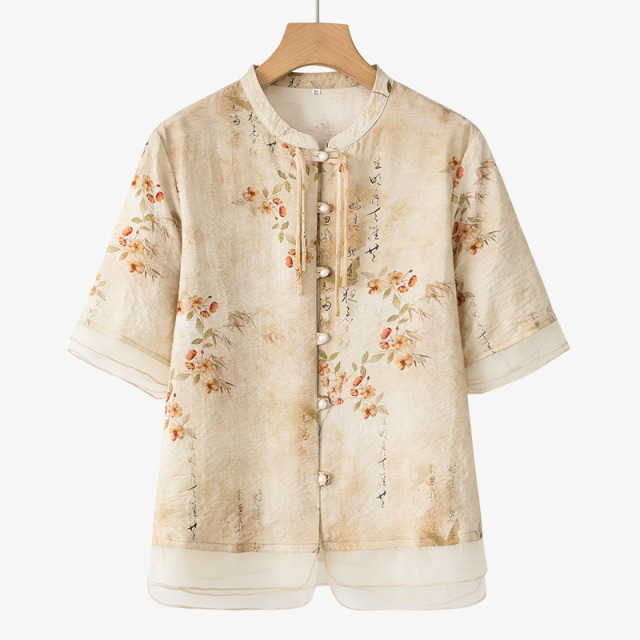 13353879.线缃缘妈妈装中老年女装国风T恤时尚夏季衣服老人套装短袖