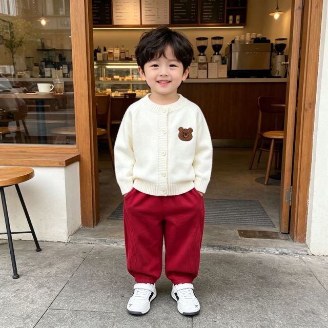 13756977.线缃缘儿童针织衫毛衣上衣秋冬男宝宝针织开衫冬季圆领毛衣开衫