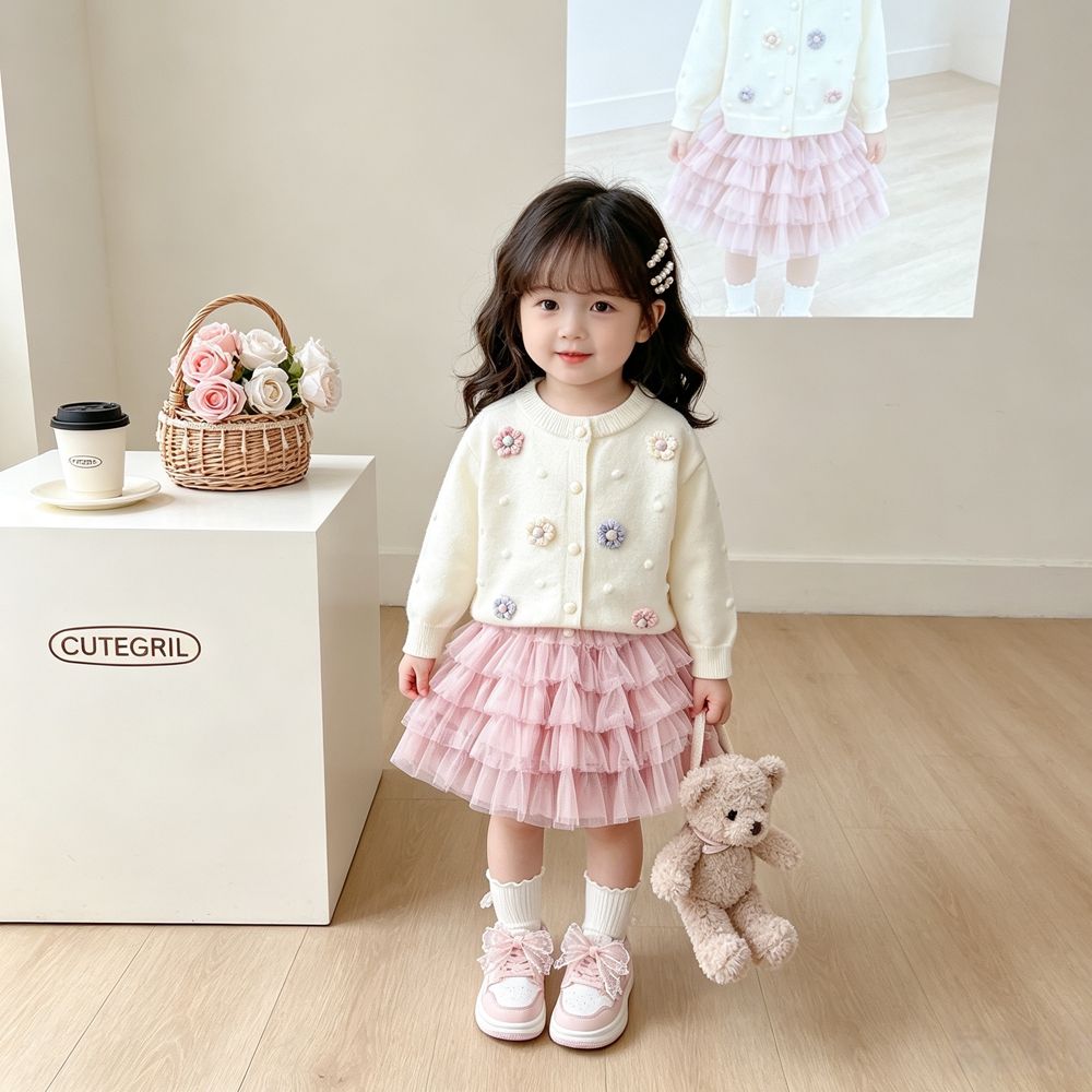 13756978.线缃缘童装上衣女童毛衣开衫秋冬儿童外搭针织毛线宝宝可爱外套