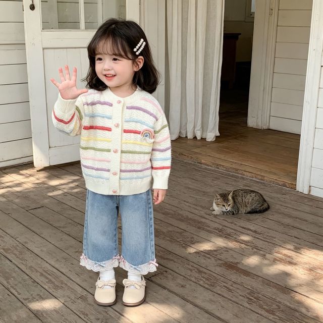 13759119.线缃缘童装毛衣上衣秋冬开衫洋气女童上衣秋季韩版儿童针织开衫