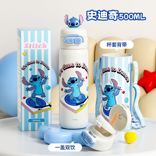 12355961.迪士尼保温杯带杯套直身杯小学生幼儿园上学专用双饮杯子无缝内胆
