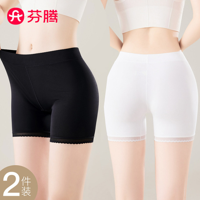12767358.芬腾【 yi菌纯棉裆免穿内裤】2条装弹力蕾丝打底防走光安全裤内裤女