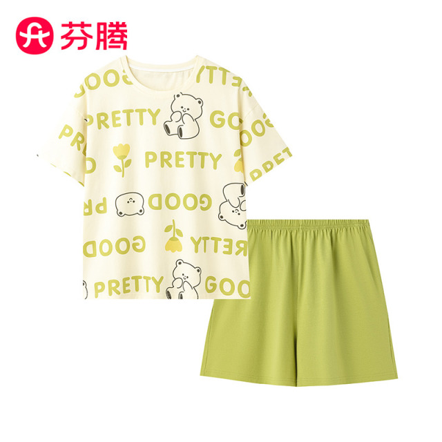 11906983.芬腾品牌专供【100%纯棉】7A yi菌家居服套装女士睡衣可外穿夏季薄款新款