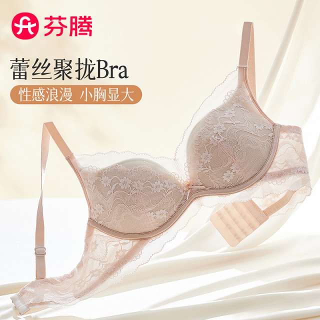 12934517.芬腾品牌专供【小胸聚显大】性感蕾丝内衣女透气收副乳无钢圈加厚聚拢文胸罩