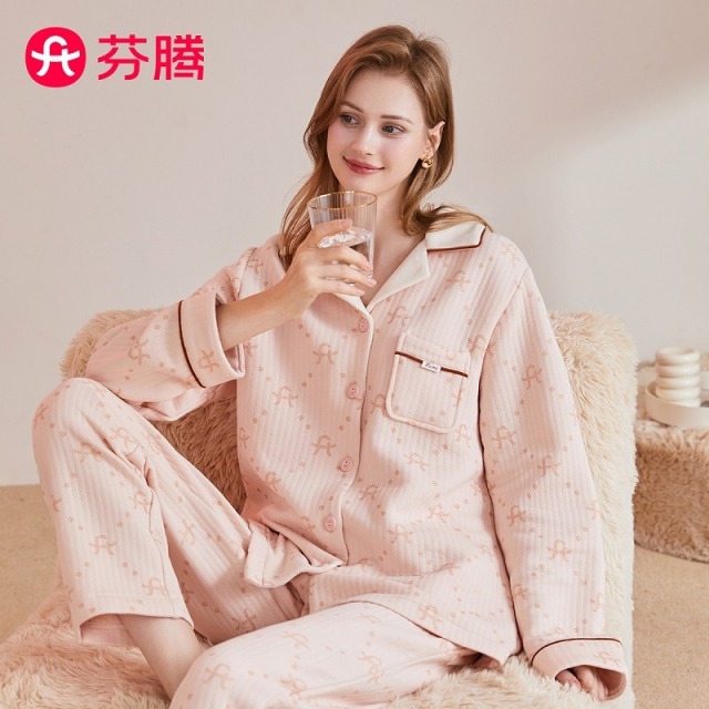 13058071.芬腾【老钱风暖绒】睡衣女高级感翻领加厚家居服套装