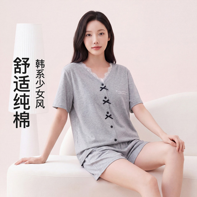13364383.芬腾品牌专供【100%纯棉】新疆棉少女士家居服睡衣套装可外穿26夏新款