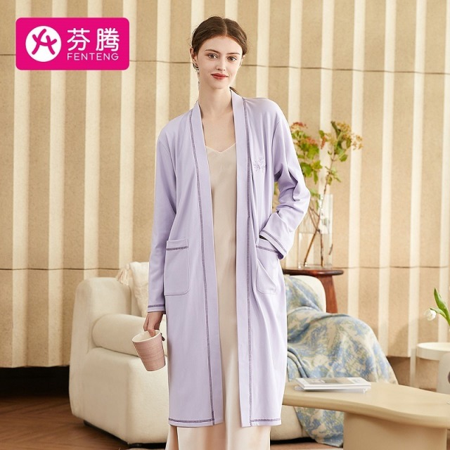 13365413.芬腾【仿棉舒绒睡袍】220g秋冬气质大翻领长袖家居服女士睡袍