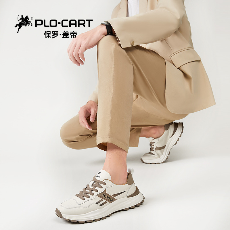 13222414.保罗·盖帝男鞋2026春季新款真皮男士休闲鞋运动鞋软面软底阿甘鞋