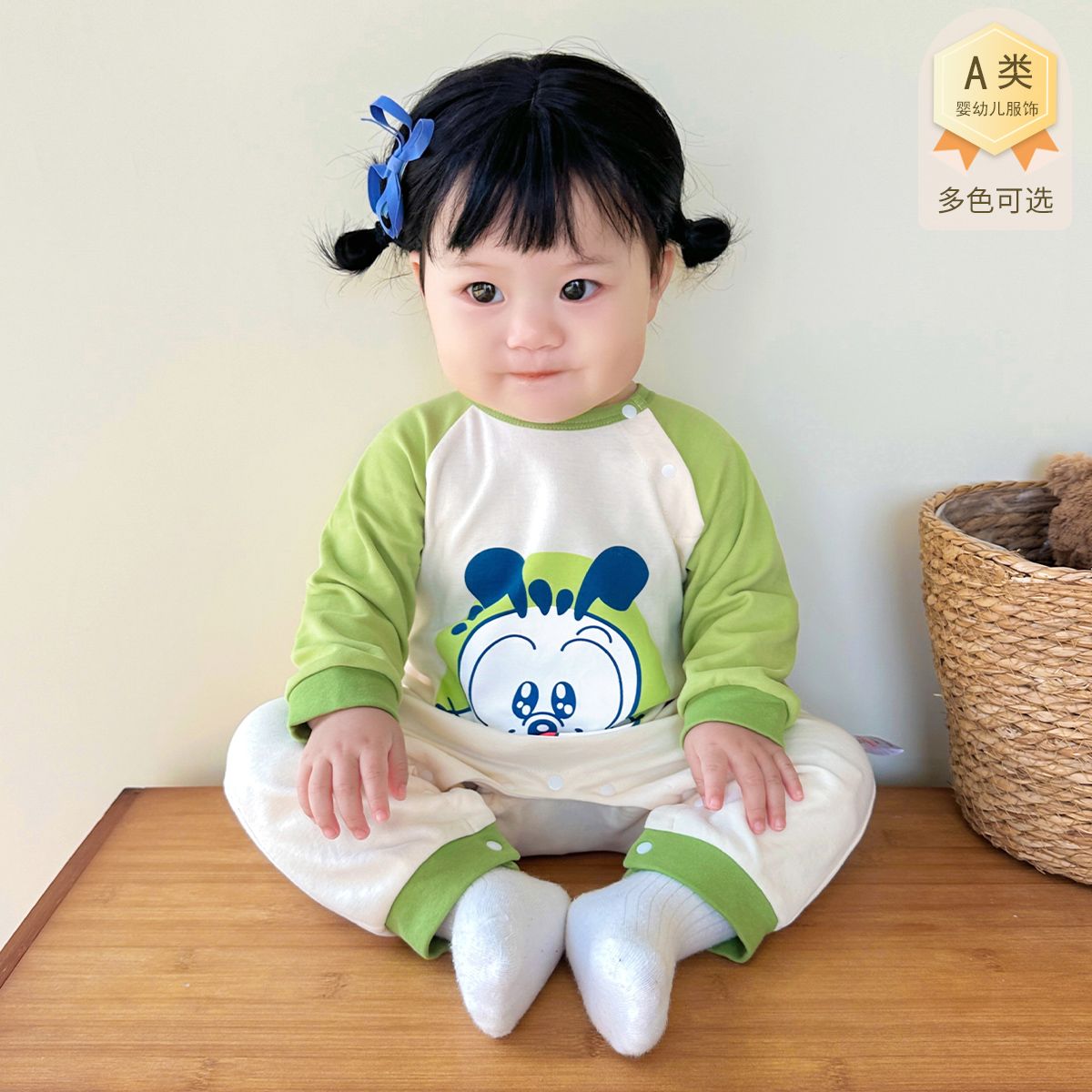 13667643.巴布豆 【A类纯棉面料】婴儿连体衣春秋季新生儿爬服圆领舒适婴幼儿睡衣