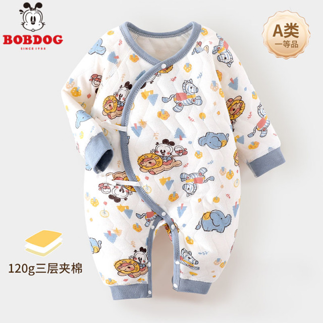 13667949.巴布豆【夹棉恒温】新生儿连体衣宝宝包屁衣秋冬婴儿加厚A类无骨哈衣