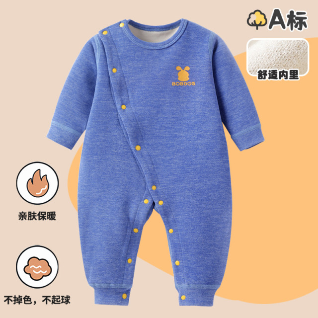 13667862.巴布豆宝宝婴儿打底秋冬哈衣内穿爬服家居服加绒保暖衣德绒发热加厚连体衣