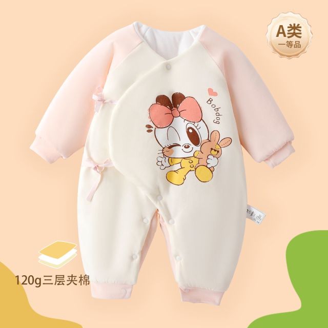 13667863.巴布豆衣服秋冬加厚宝宝连体衣百天满月哈衣爬服新生婴儿连体衣