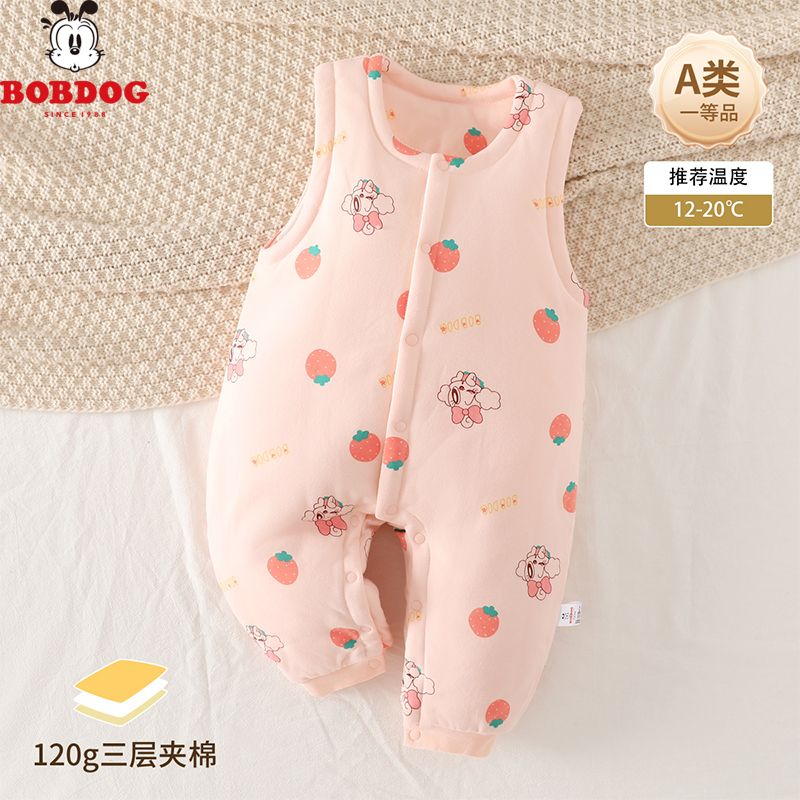 13667678.巴布豆宝宝男童女童爬服春秋冬季婴幼童连体衣服无袖夹棉保暖加厚哈衣