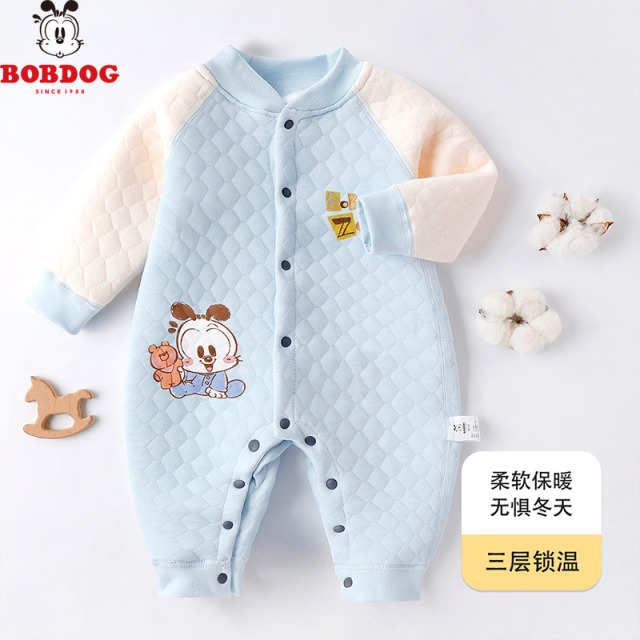13667992.巴布豆【三层夹棉锁温】婴幼儿连体服衣服秋冬新款男女宝连体衣A类爬服