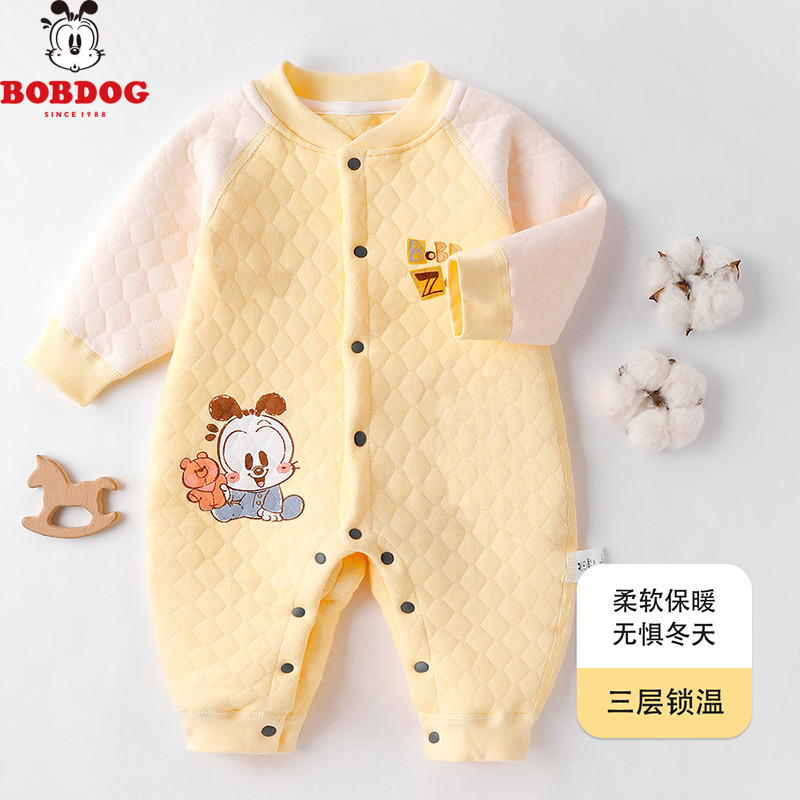 13667992.巴布豆【三层夹棉锁温】婴幼儿连体服衣服秋冬新款男女宝连体衣A类爬服