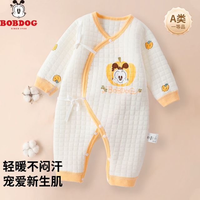 13668421.巴布豆【夹丝保暖】冬男女童哈衣爬服连体衣新生儿衣服长袖厚连体服