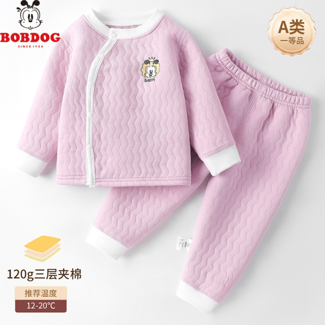 13667728.巴布豆男童夹棉套装秋冬款厚款保暖外套服婴幼儿宝宝秋季外套裤子两件装