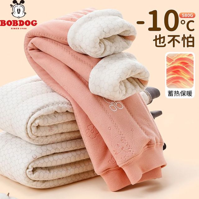 13668394.巴布豆一条过冬520g夹棉加厚校服神器儿童裤子男女童三层保暖长裤