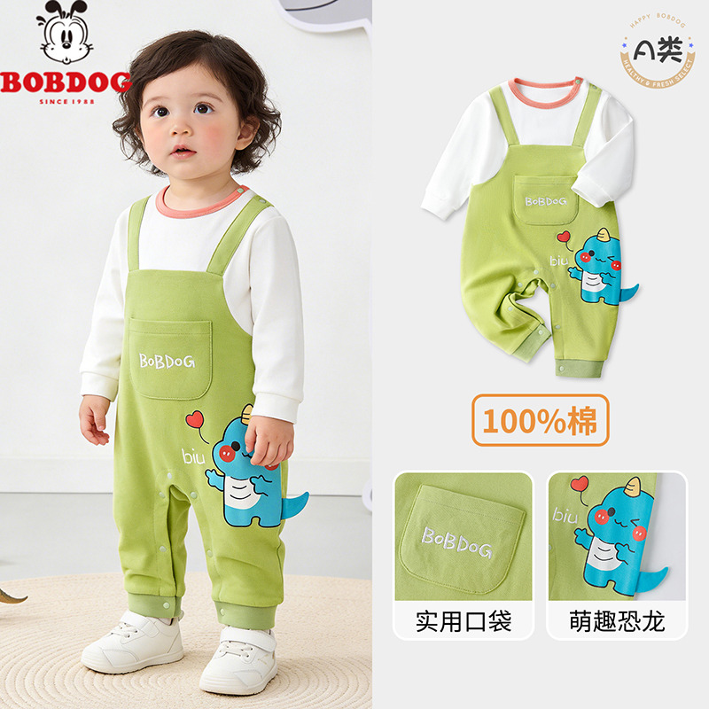 13668367.巴布豆【100纯棉】婴幼儿连体衣新生儿宝宝满月衣服春秋哈衣爬服
