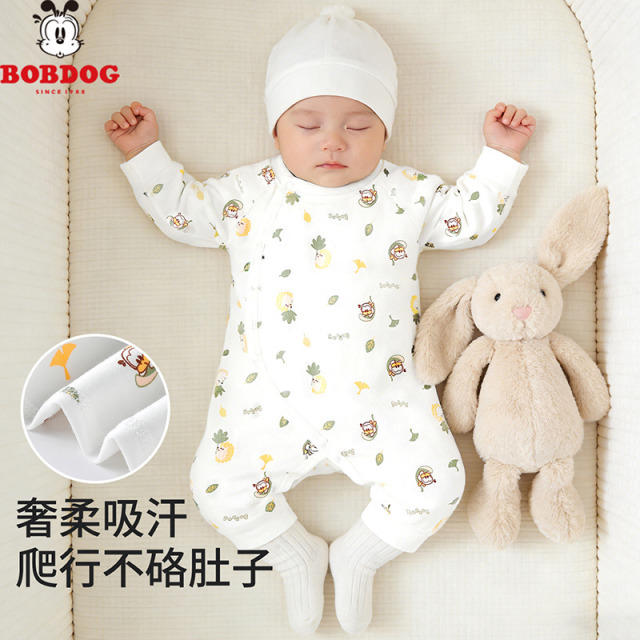 13668342.巴布豆四季款婴儿衣服1-18月男女宝宝家居连体衣新生儿偏开哈衣爬服
