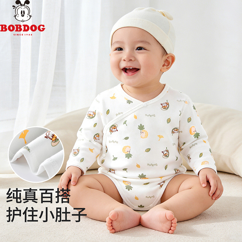 13668344.巴布豆婴儿包屁衣长袖舒适A类满月服无骨亲肤可爱内着宝宝三角哈衣爬服