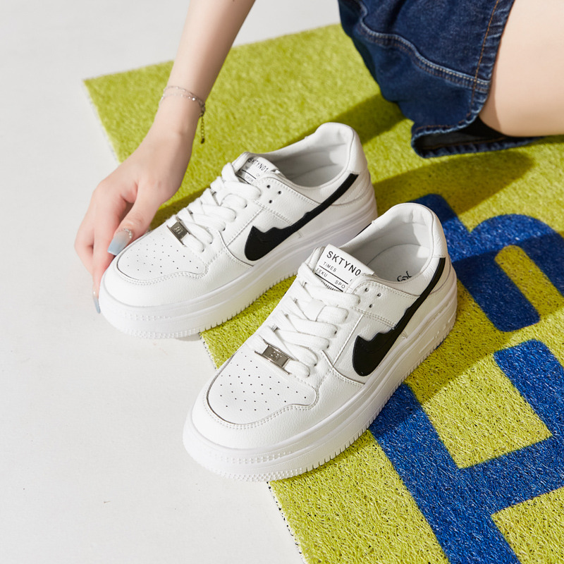 12587867.圆头系带透气孔厚底潮流板鞋