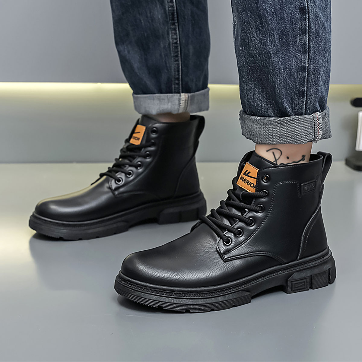11467458.回力(Warrior)马丁靴男靴秋冬英伦高帮皮鞋耐磨工装短靴 WXP(WZ)-2140