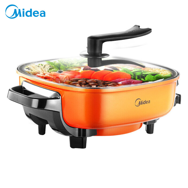 10112808.(紫色橙色随机发)美的(Midea)6L电火锅家用多功能电煮锅电热锅电炒锅 双环聚能加热智能【特价】