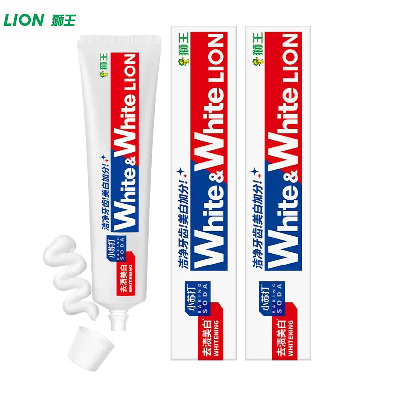10454376.LION狮王WHITE&WHITE大白葡萄柚小苏打美白牙膏120g/支去渍ZF