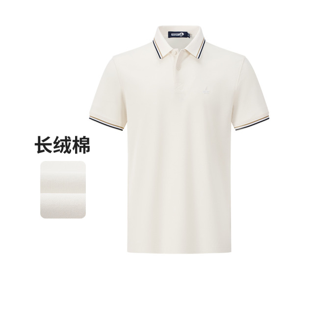 13457936.意大利小帆船 春夏简约条纹透气翻领T恤男士短袖POLO衫