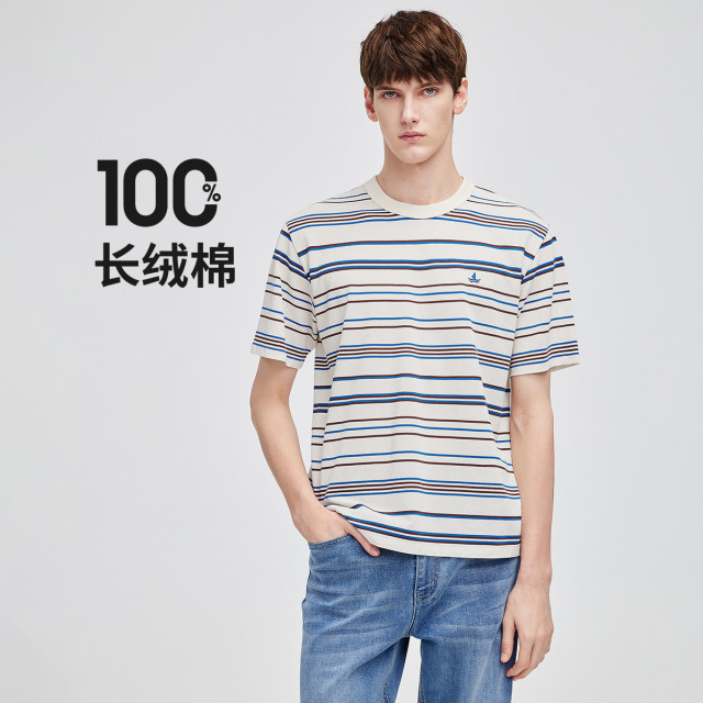 13462671.【7A抑菌】意大利小帆船 春夏亲肤纯棉宽松透气短袖圆领T恤男
