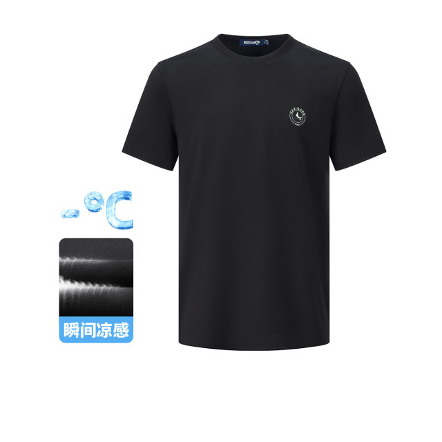 13462686.【凉感】意大利小帆船 春夏运动透气纯色内搭男士短袖圆领T恤